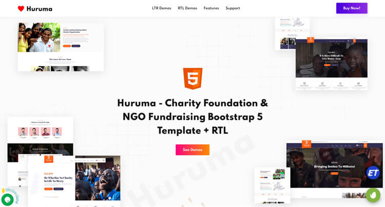 Huruma - Charity Foundation & NGO Bootstrap 5 Template