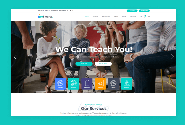 eSmarts – A Modern Education and LMS Theme​