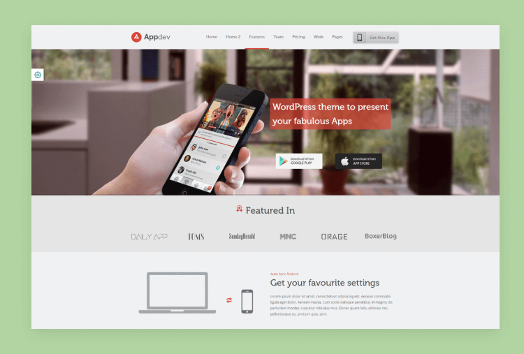 Appdev – Mobile App Showcase WordPress Theme