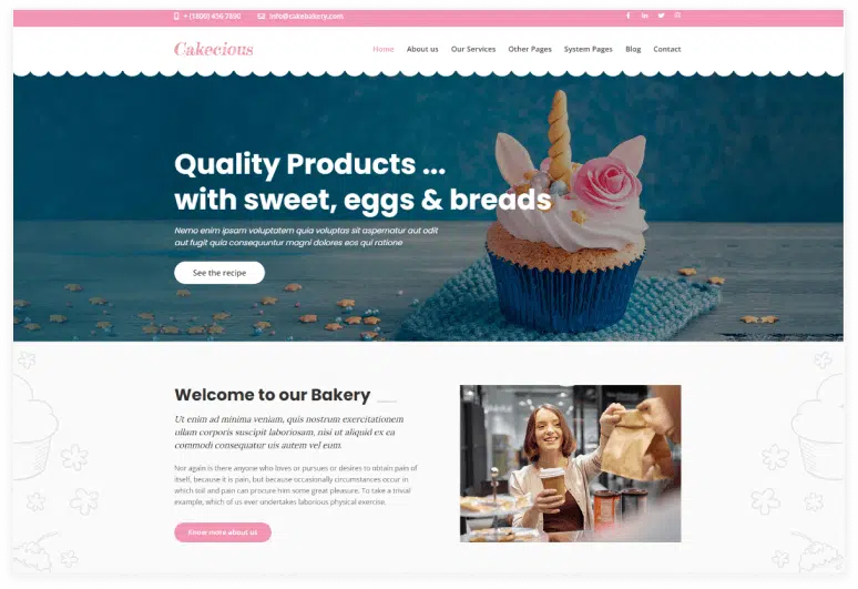 Cakecious Bakery Hubspot Theme