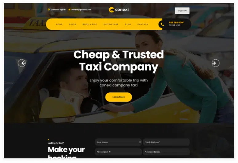 Conexi Taxi Booking Service HubSpot Theme