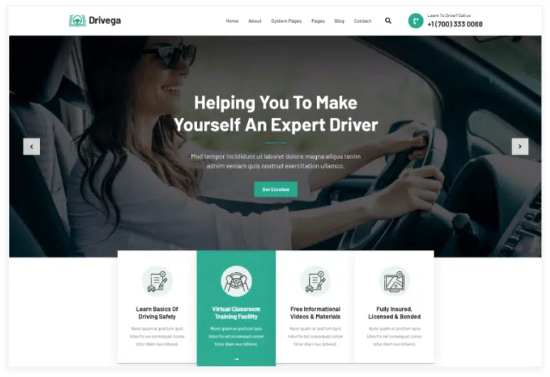 Drivega Driving School HubSpot Theme