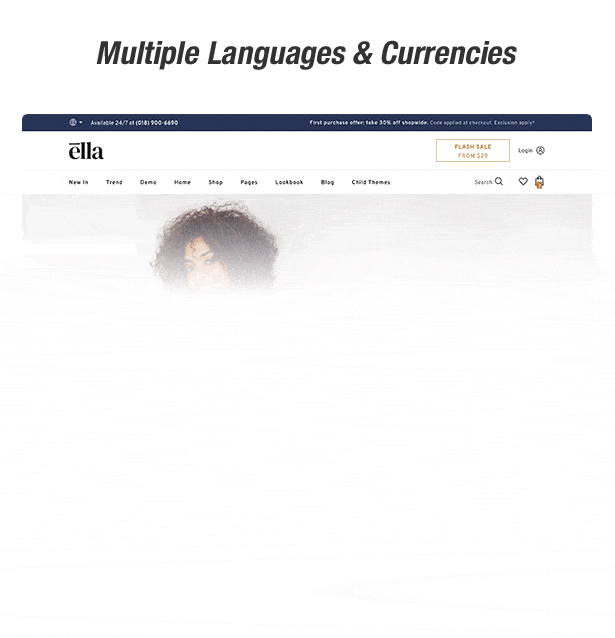 ella shopify theme Multiple Languages supported