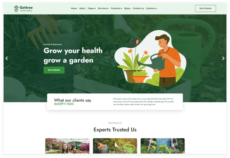 Gettree Garden Landscaping Ecommerce HubSpot Theme