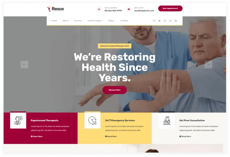 Resox Physiotherapy HubSpot Theme