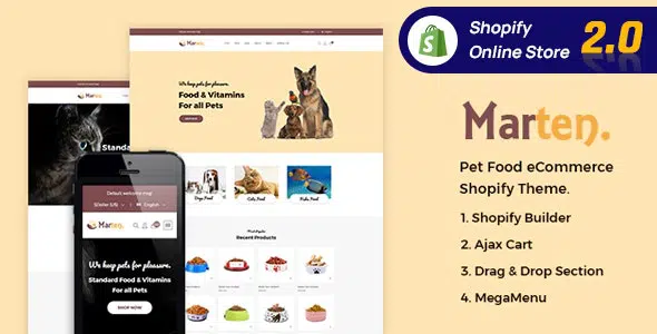 Marten - Pet Food, Pet Shop, Animal Care Shopify Theme