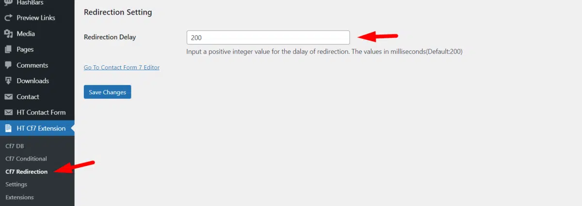 Contact Form 7 Redirection Delay