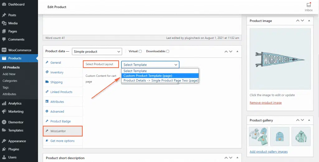 Specific product edit options