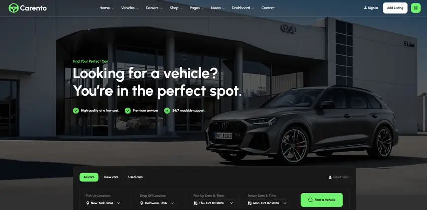 Carento – Car Rental & Auto Dealer HTML Template