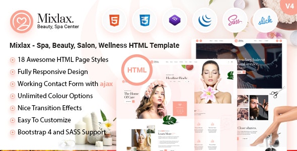 mixlax spa beauty salon html template