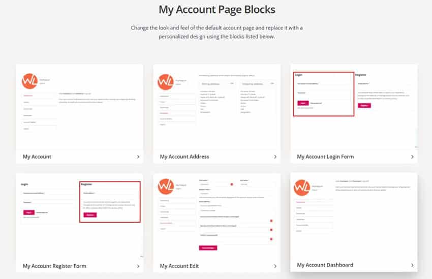 My Account Page Blocks