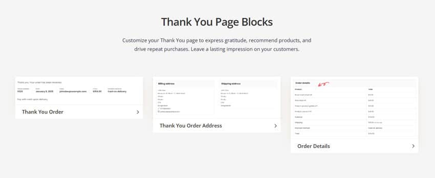 Thank You Page Blocks