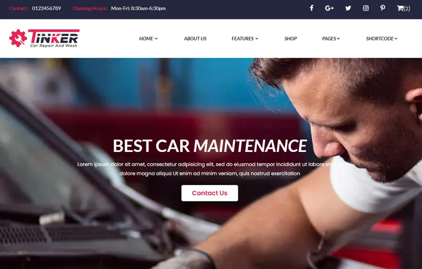 Tinker – Car Repair and eCommerce Template
