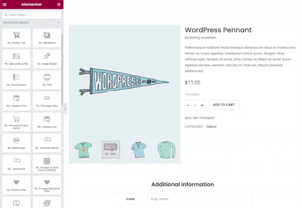 WooLentor addons customizations option