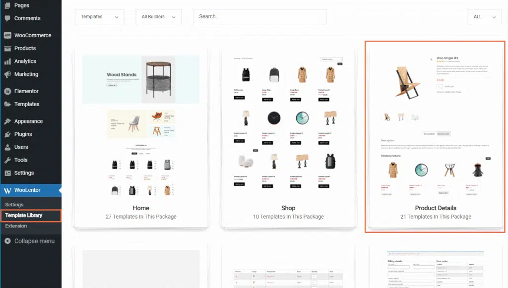 woolentor choose template library