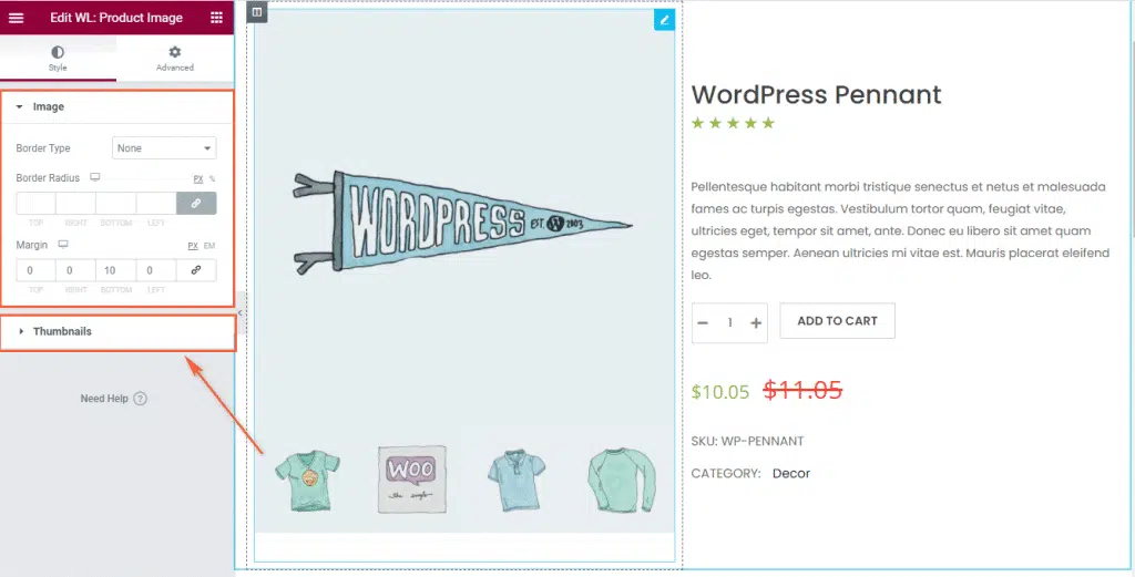 woolentor product Image widget