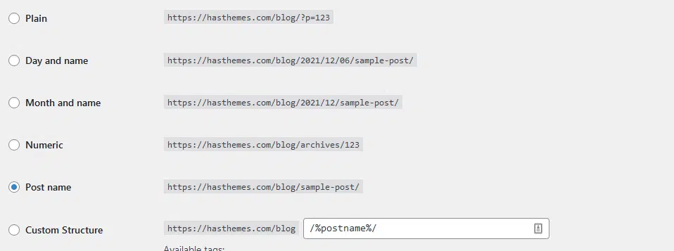  WordPress SEO friendly permalinks 