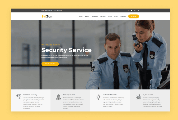 SafZon - Security Guard HTML Template