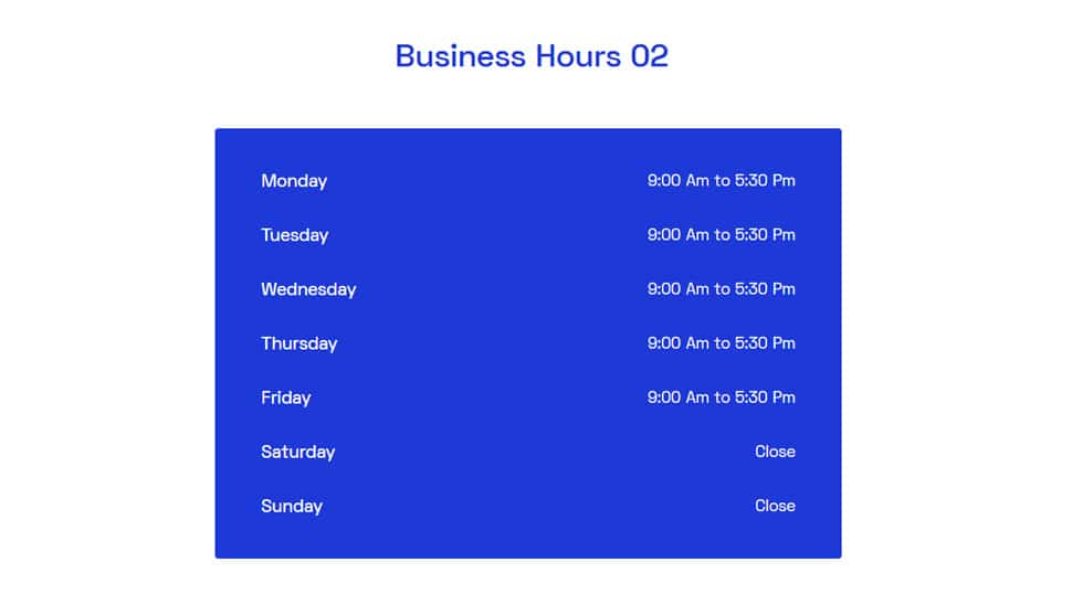 Move Addons Business hours