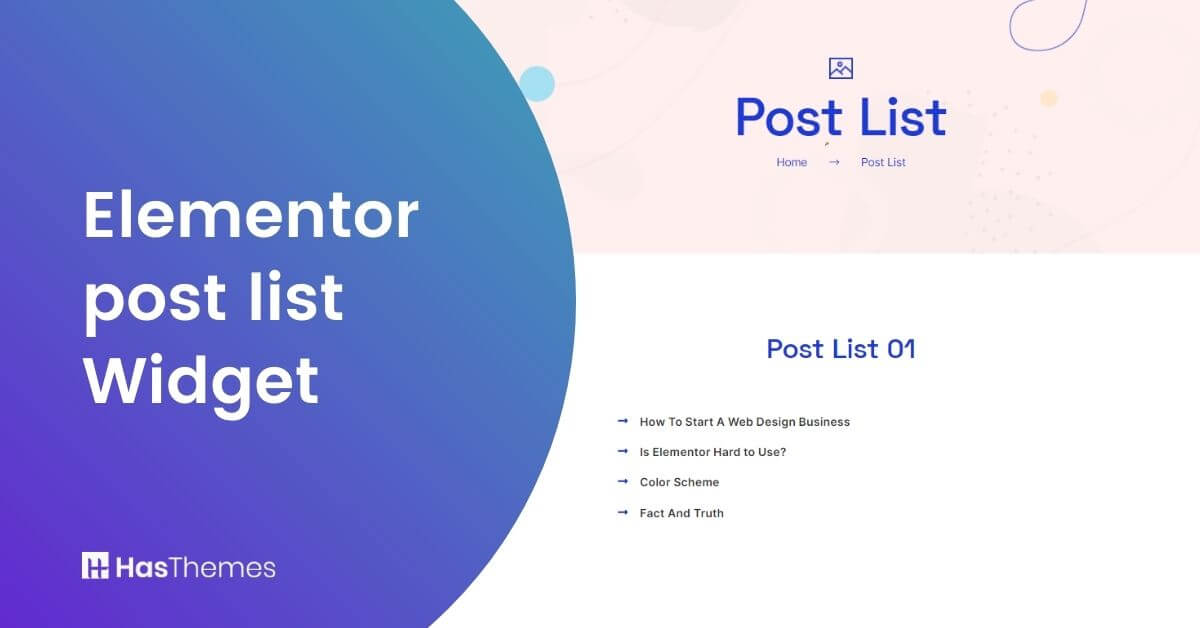 Elementor post list widget