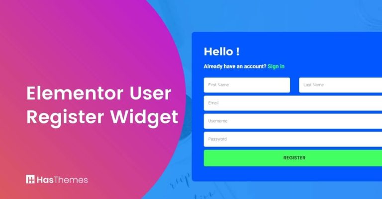 Elementor User Register Widget