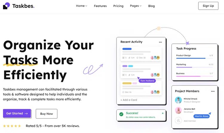 Taskbes SaaS Website Template