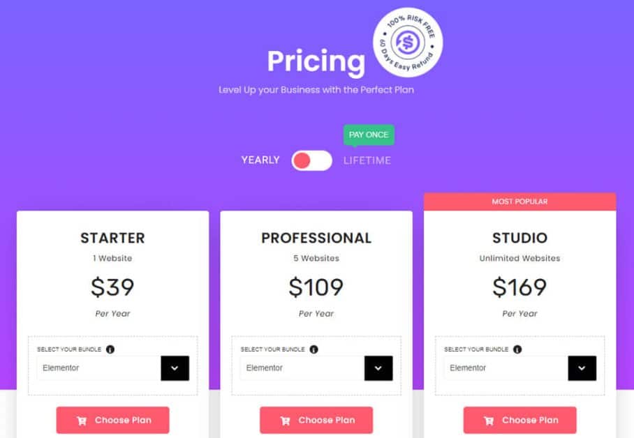 The Plus Addons For Elementor Pricing Plan