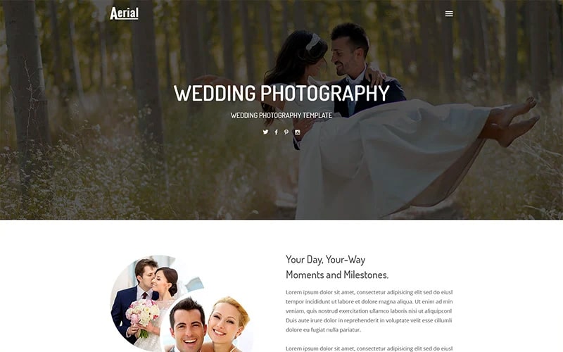 Aerial – Wedding Photography HTML Template