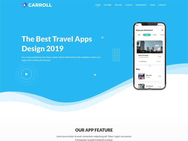 Carroll App Landing Page HTML Template