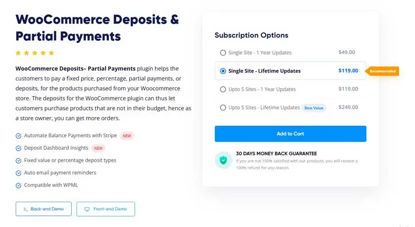 Deposits & Partial Payments for WooCommerce