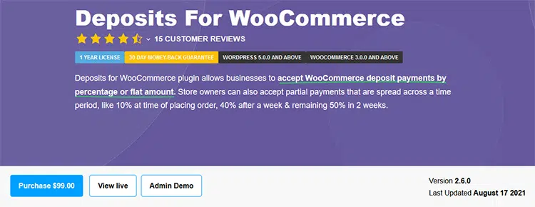 Deposits for WooCommerce