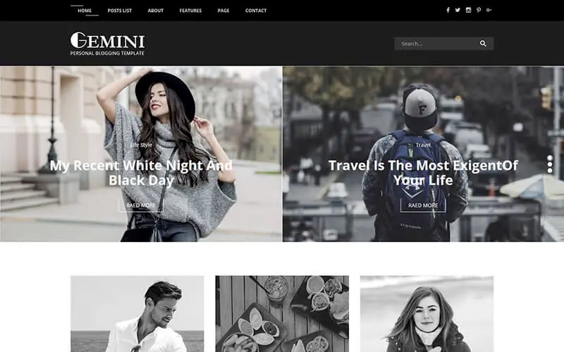 Gemini - Personal Blog HTML Template