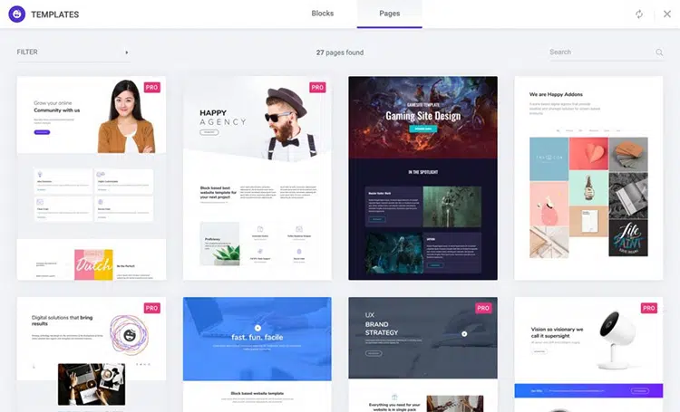 Happy Add-ons Prebuild Template Import