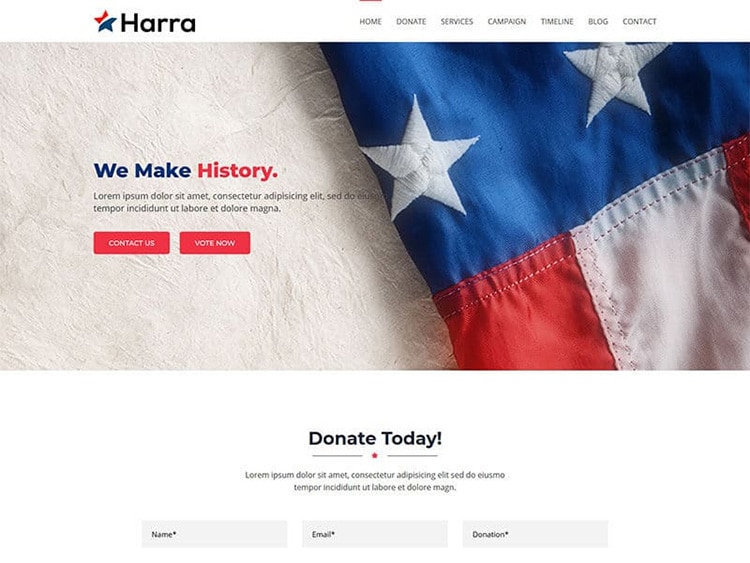 Harra Political Landing Page Template