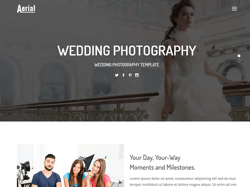 Aerial – Wedding Photography HTML Template