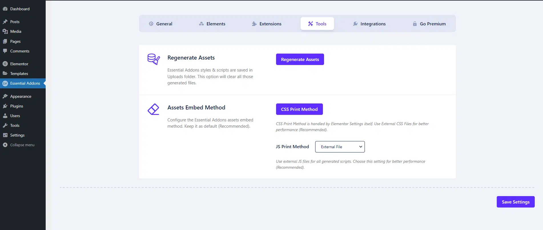 essential addons plugins settings tools