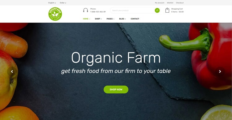 Greenfarm - Organic Food Shopify eCommerce Theme