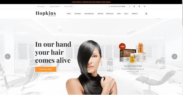 Hopkins - Barber Shop & Hair Salon HTML Template
