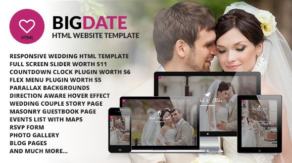 Big Date – Wedding Responsive Site Template