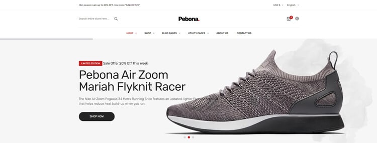 Pebona - Fashion Shop Website Template using Bootstrap