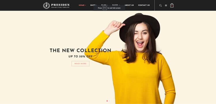 President - Fashion Store HTML Online Shopping Website Template