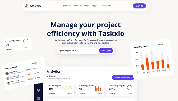 Taskxio - Project Management Website Template