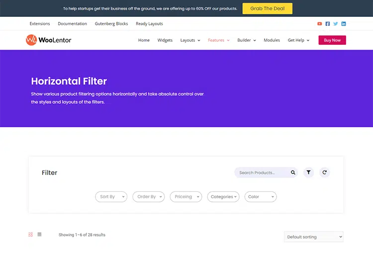 WooLentor (horizontal filter)