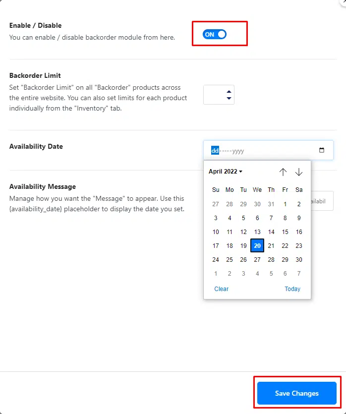 Enable the Back-order Module from WooLentor Settings Panel
