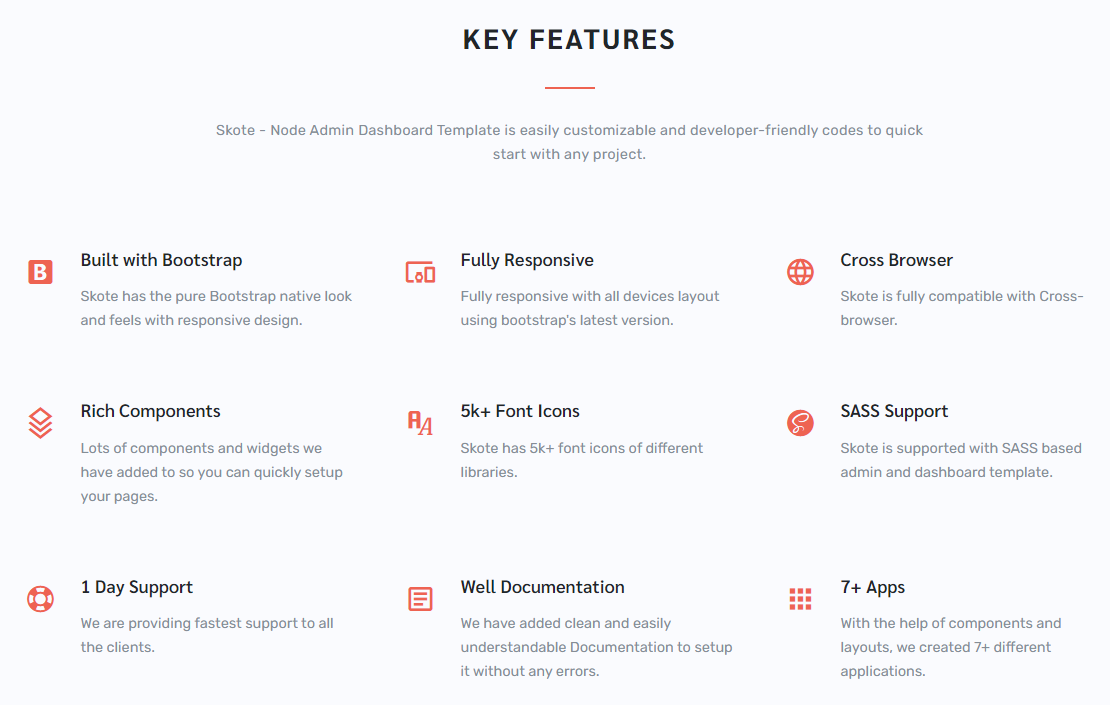 Features of Skote Template