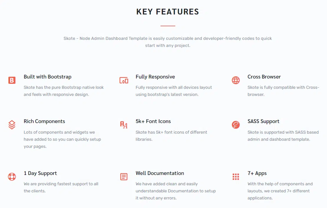 Features of Skote Template