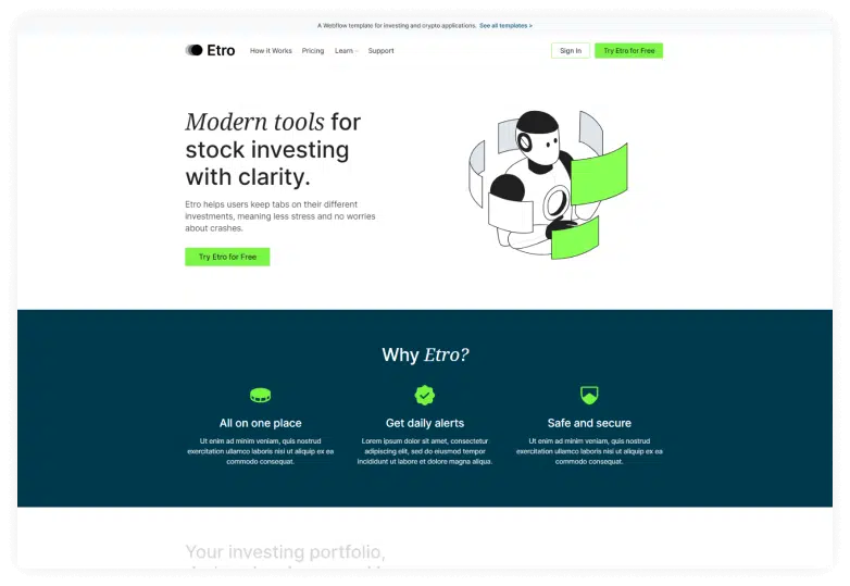 Etro - Investment Webflow template