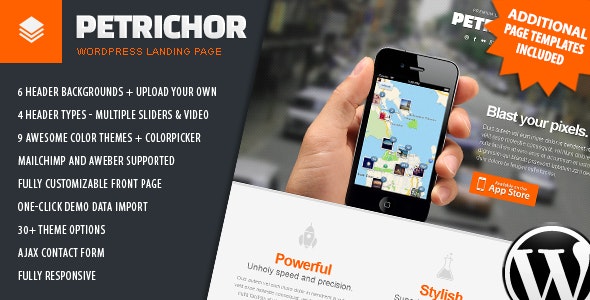 Petrichor – Responsive WordPress Landing Page