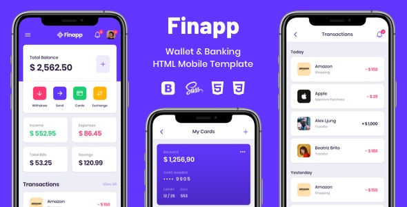 Finapp - Wallet & Banking HTML Mobile Template