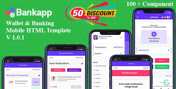 Bankapp - Wallet & Banking HTML Mobile Template With RTL